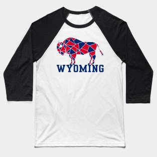 Geometric Wyoming Bison Design Baseball T-Shirt